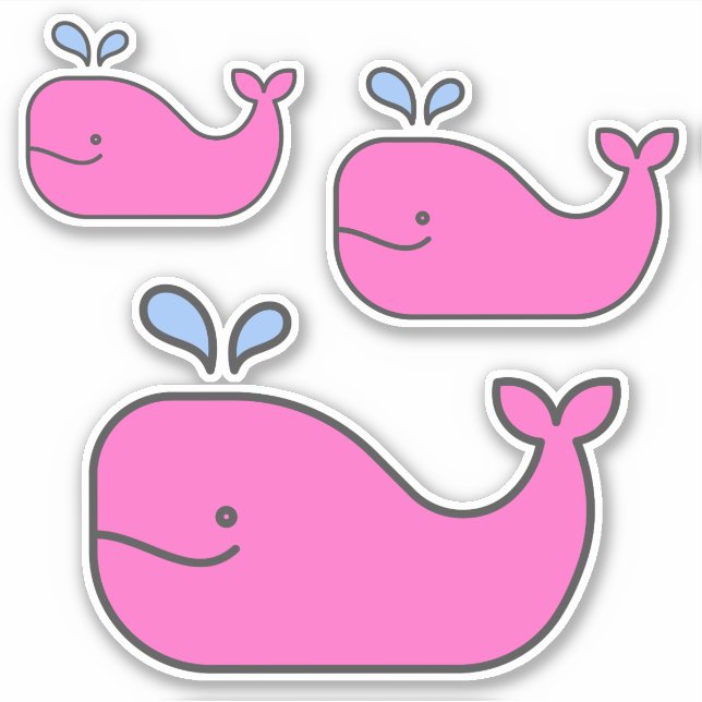 Preppy Coastal Pink Whales Aufkleber (Vorderseite)