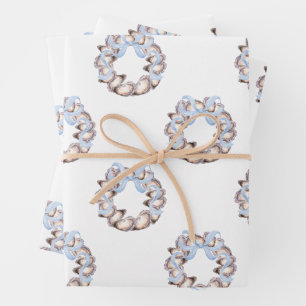Preppy Coaster Oyster Bow Wreath Weihnachten Geschenkpapier Set