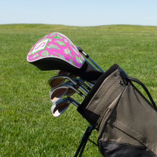 Preppy Coastes Muscheln auf Hot Pink Monogram Golf Headcover