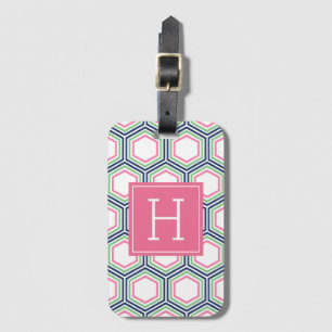 Preppy Colorful Geometric Muster Mit Monogramm Gepäckanhänger