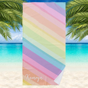 Preppy Colorful Rainbow Striping Modern Minimalist Strandtuch