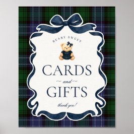 Preppy Coquette Bow Bear Plaid Cards & Gifts Poster