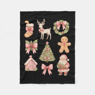 Preppy Coquette Bow Nk Weihnachtsbaum Santa Ginger Fleecedecke