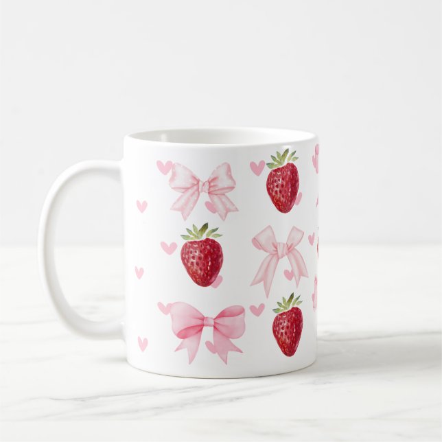 Preppy Coquette Bow Tasse Strawberry Pink Girly (Links)