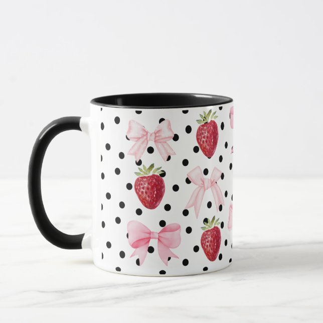 Preppy Coquette Bow Tasse Strawberry Polka Dots (Links)