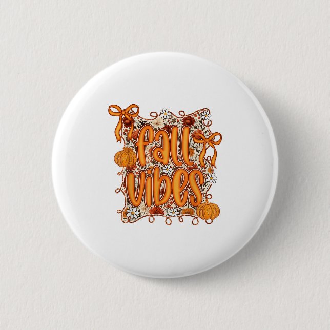 Preppy Coquette Fall Vibes Floral Pumpkin Gewürz C Button (Vorderseite)