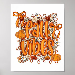 Preppy Coquette Fall Vibes Floral Pumpkin Gewürz C Poster