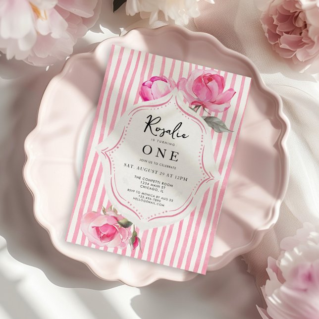 Preppy Coquette Grandmillenial Girl Birthday Einladung (Preppy Coquette Girls Birthday Invitation)