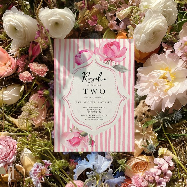 Preppy Coquette Grandmillenial Girl Birthday Einladung (Preppy Coquette Girls Birthday Party Invite)