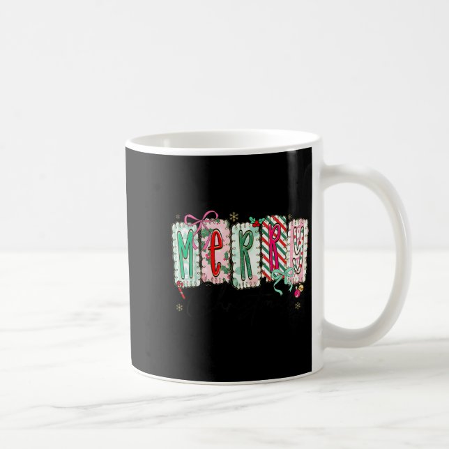 Preppy Coquette Merry Christmas Coquette Bow Girl  Kaffeetasse (Rechts)