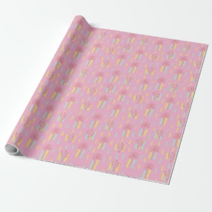 Preppy Coquette Retro Palme Trees & Cactus Pattern Geschenkpapier