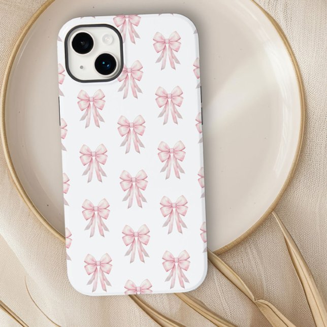 Preppy Coquette Rosa Schleifenmuster Case-Mate iPhone Hülle (iphone case with preppy pink bows by Darling and May)