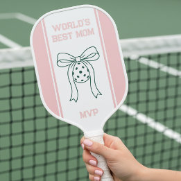 Preppy Coquette World's Best Mom Monogrammed Pickleball Schläger