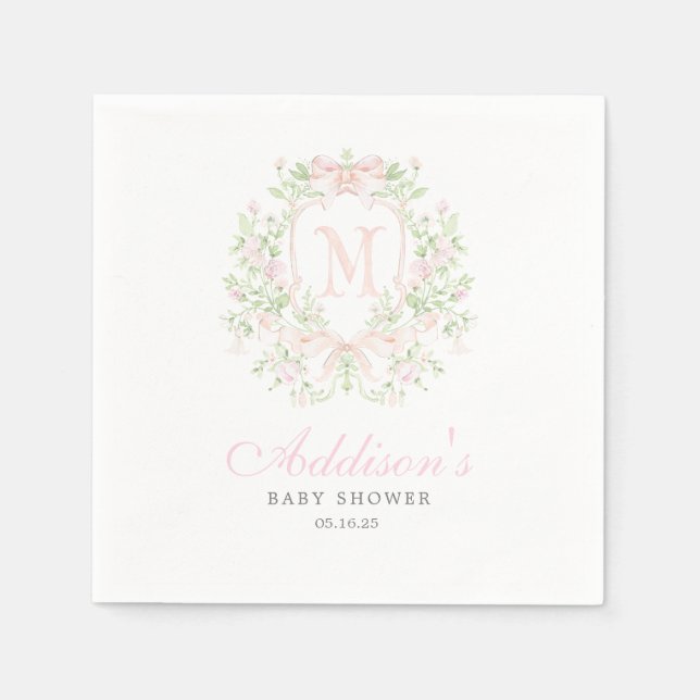 Preppy Crest Baby Shower Invitation Serviette (Vorderseite)