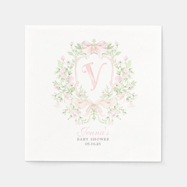 Preppy Crest Baby Shower Servietten (Vorderseite)