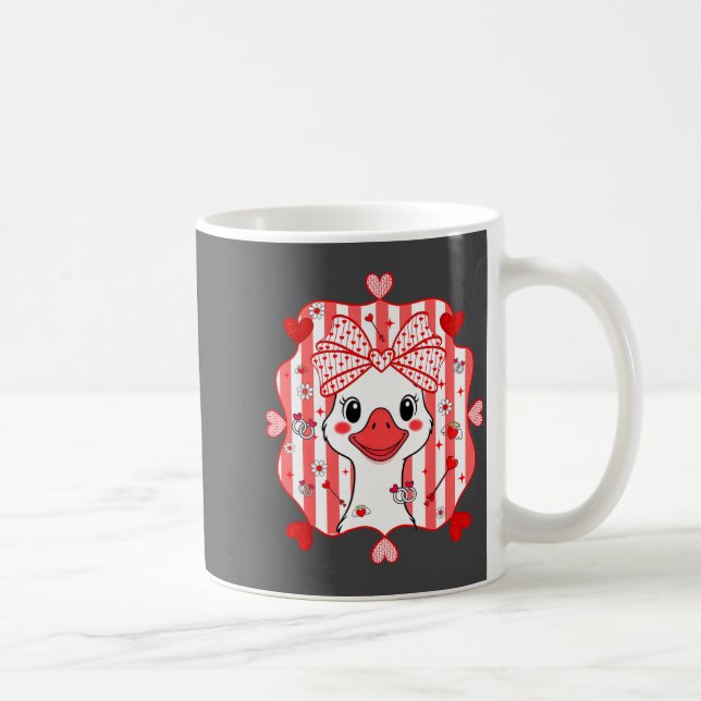 Preppy Cute Goose Coquette Bow Valentine's Day Wom Kaffeetasse (Rechts)