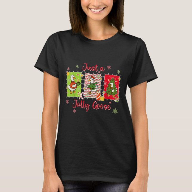 Preppy Cute Just A Jolly Goose Merry Goosemas Chri T-Shirt (Vorderseite)