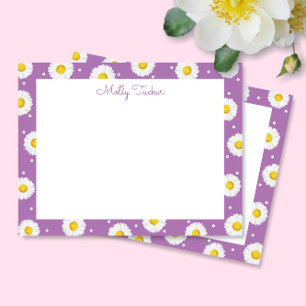 Preppy Daisies Floral Watercolor Lavendel & Yellow Mitteilungskarte