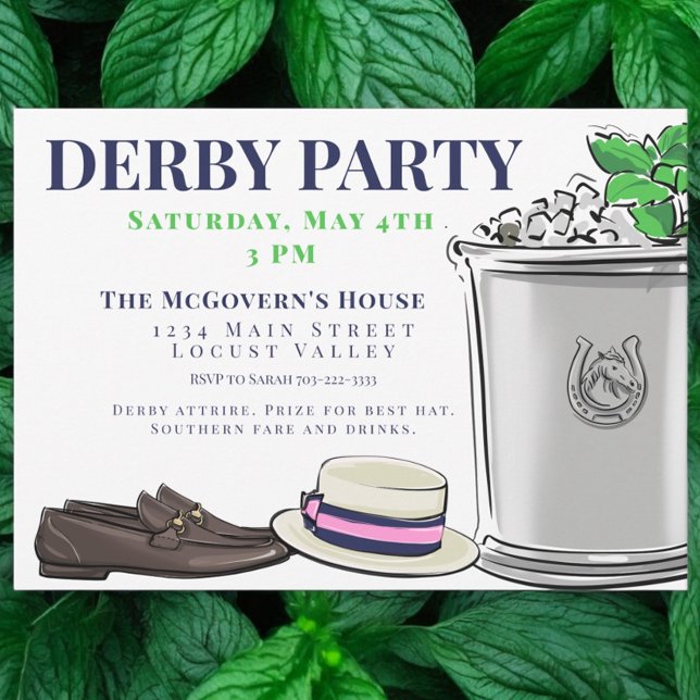 Preppy Derby Party Fashion Mint Julep Einladung (Von Creator hochgeladen)