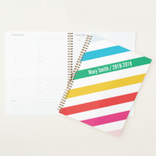 Preppy Diagonal Rainbow Strip Personalisiert Planer