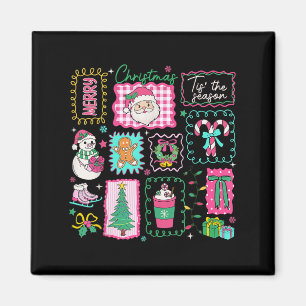 Preppy Dies ist die Jahreszeit rosa Weihnachtskaff Magnet