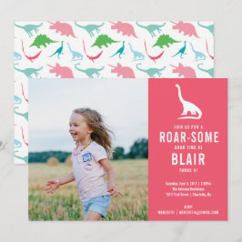 Preppy Dinosaur Silhouette Geburtstagsparty Foto Einladung