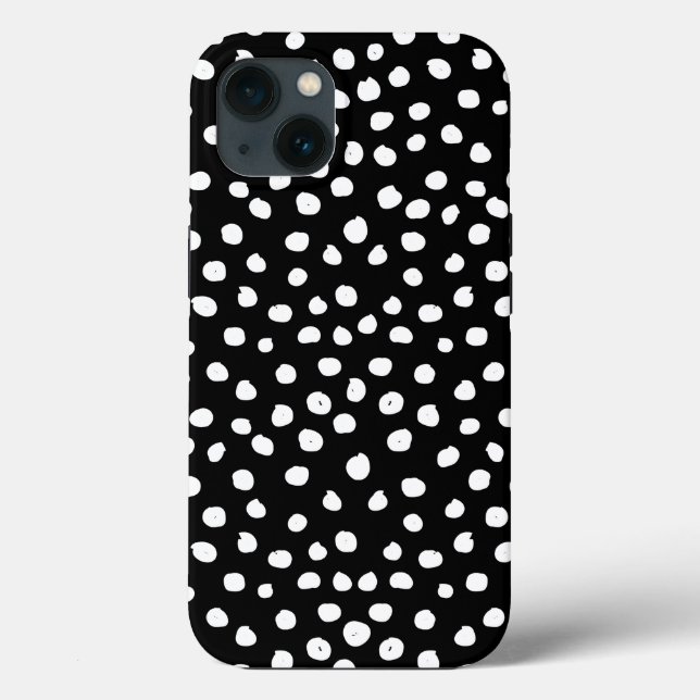 Preppy Dots Moderne Schwarz-weiße Druckpunkte Case-Mate iPhone Hülle (Rückseite)