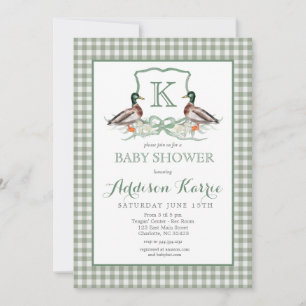 Preppy Duck Gingham Wappen Baby Shower Einladung
