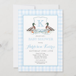 Preppy Duck Gingham Wappen Baby Shower Einladung