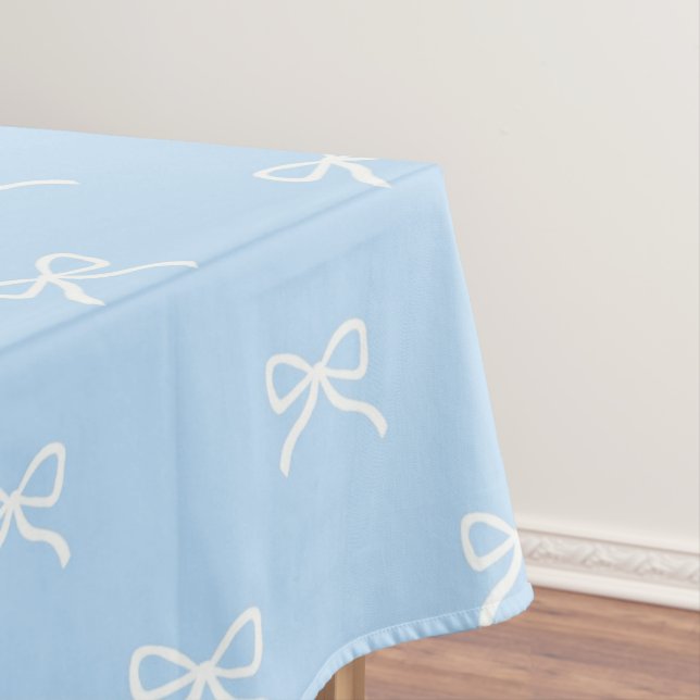 Preppy Elegant Blue Bow Pattern Spring & Summer Tischdecke (Beispiel)