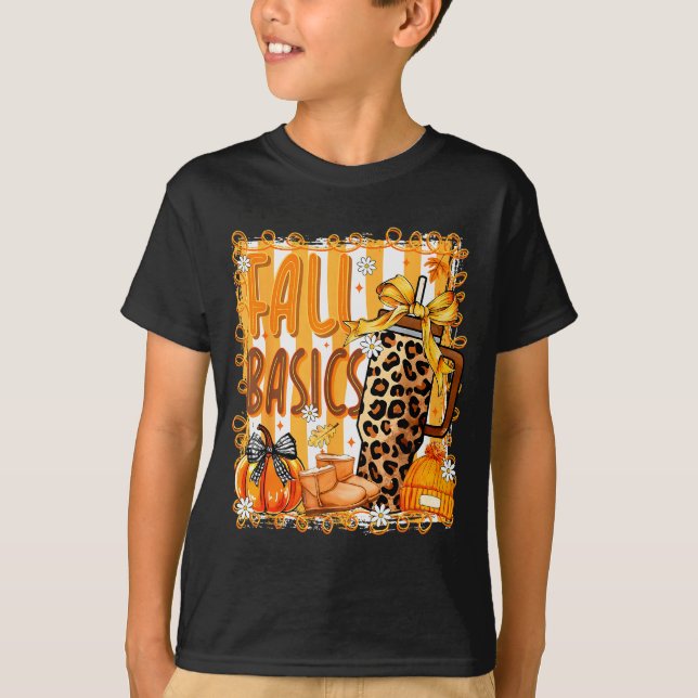 Preppy Fall Basics Coquette Bow Pumpkin Autumn Wom T-Shirt (Vorderseite)