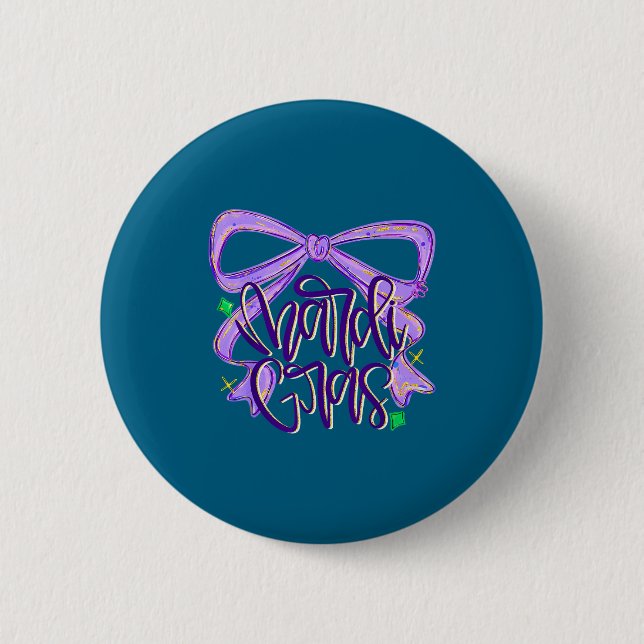 Preppy Fat Tuesday Mardi Gras Coquette Bow Women G Button (Vorderseite)