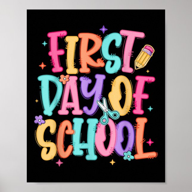 Preppy First Day Of School Teacher Girls Kids Back Poster (Vorne)