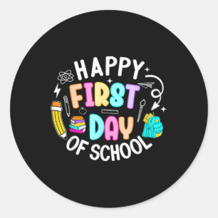 Preppy First Day School Lehrer zurück zur Schule Runder Aufkleber