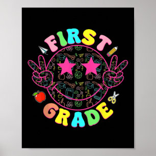 Preppy First Grade Lächeln Gesicht zurück zu Schul Poster