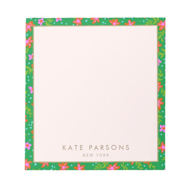 Preppy Floral Notepad Notizblock (Vorderseite)