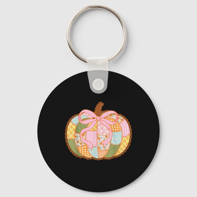 Preppy Floral Patchwork Pumpkin Coquette Lace Fall Schlüsselanhänger (Vorderseite)