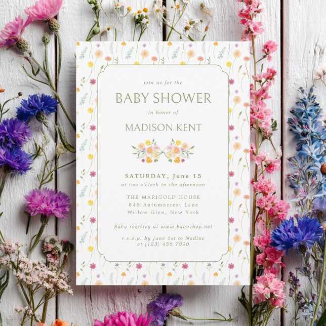 Preppy Floral Spring Summer Flowers Baby Shower Einladung (Von Creator hochgeladen)