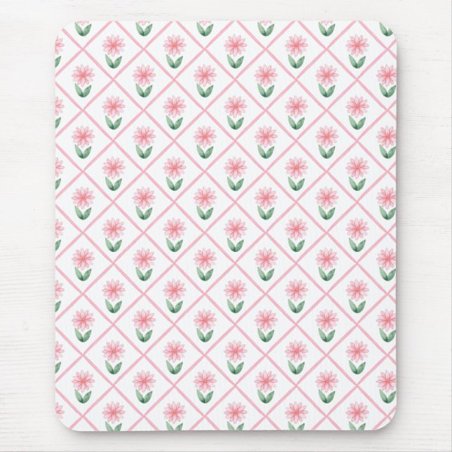 Preppy floral trellis grandmillenial mousepad (Vorne)