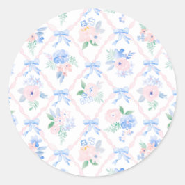 Preppy Floral Wasserfarbband Bogen Runder Aufkleber