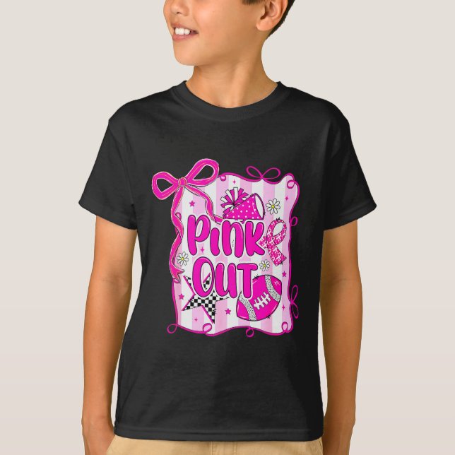 Preppy Football Nk Out Coquette Breast Cancer Chee T-Shirt (Vorderseite)