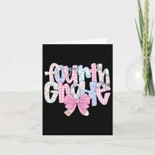 Preppy Fourth Grade Teacher Blue Floral Coquette P Karte