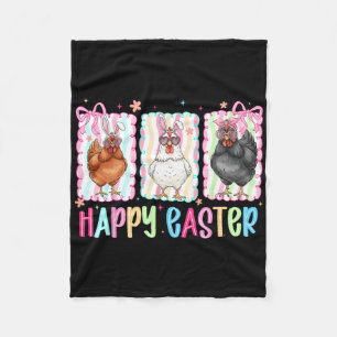 Preppy Frohe Ostern Huhn Coquette Schleife Cute Fa Fleecedecke