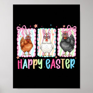 Preppy Frohe Ostern Huhn Coquette Schleife Cute Fa Poster