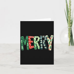 Preppy Frohe,Weihnachten Lustiges Blumen Kariertes Karte
