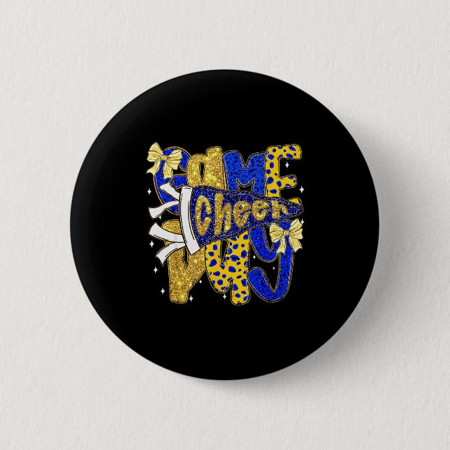 Preppy Game Day Football Mom Pennant Flag Cheer Bl Button (Vorderseite)