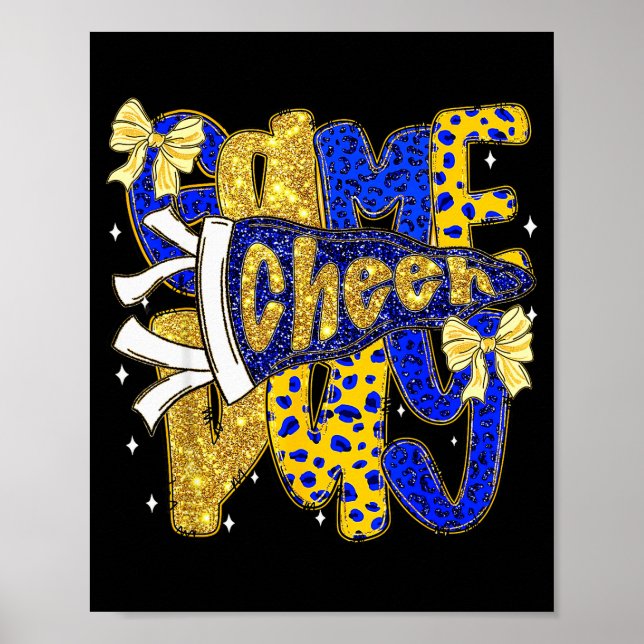 Preppy Game Day Football Mom Pennant Flag Cheer Bl Poster (Vorne)