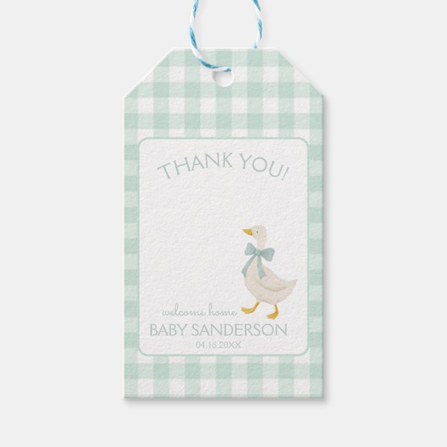 Preppy-Gans-Babyshower-Geschenkkarte Geschenkanhänger (Vorderseite)