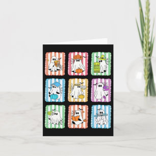 Preppy Ghost Reading Books Lehrer Halloween Libra Karte
