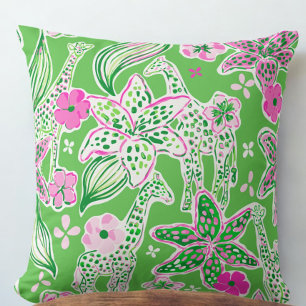 Preppy-Giraffen Lily Pink Grün Kissen
